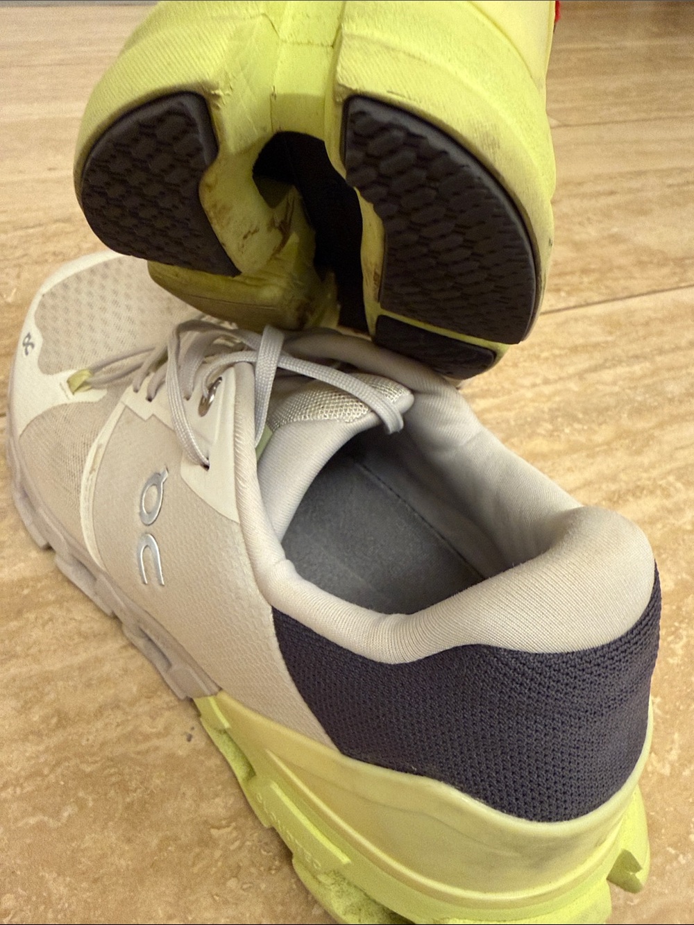 On Running White & Lime Green Men's Sneakers - Picture 4 of 5